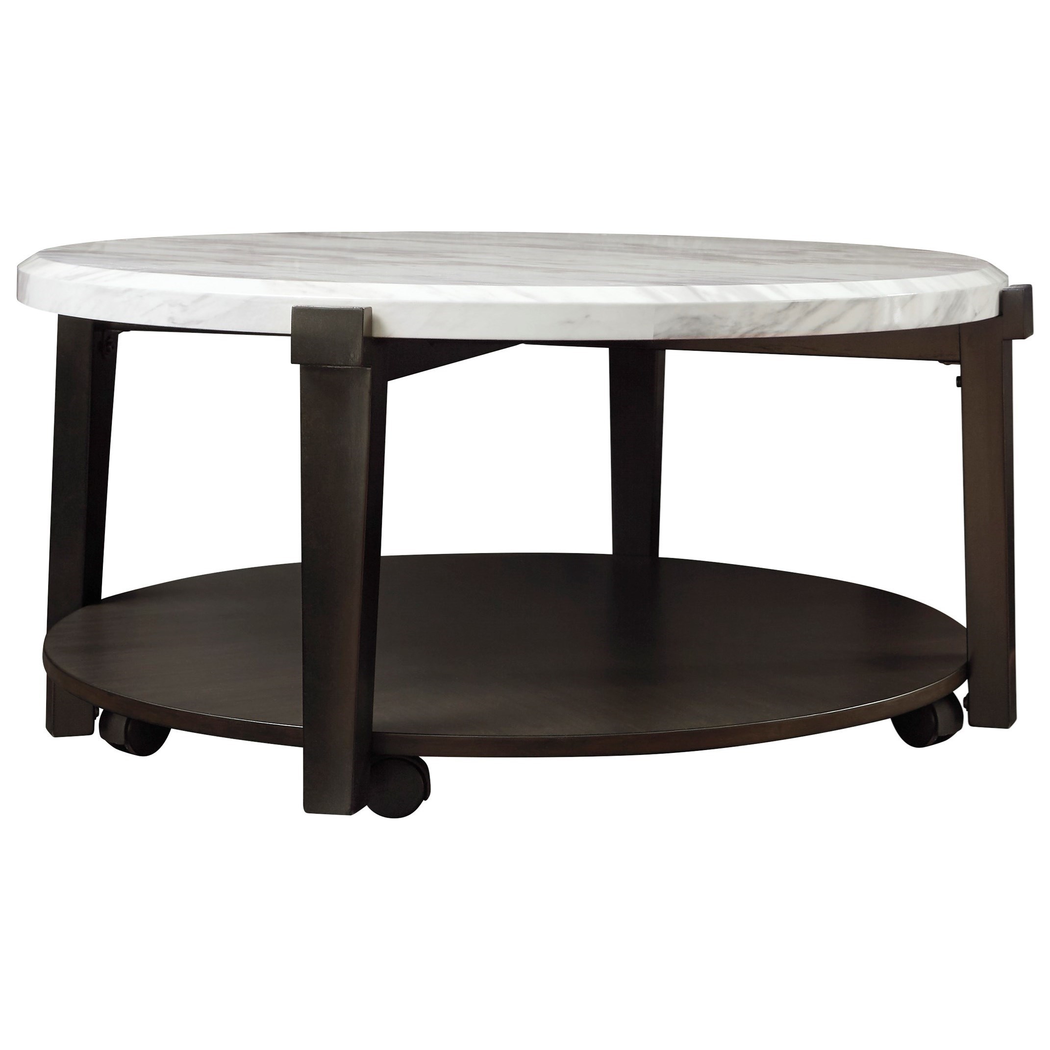 Signature Design By Ashley Janilly 200346523 Contemporary Round Cocktail Table With Casters Sam Levitz Furniture Cocktail Coffee Tables