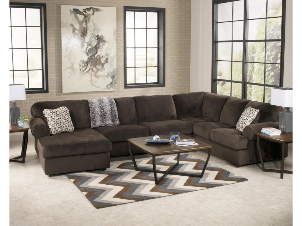Jessa Place Chocolate Casual Sectional Sofa With Left Chaise By Ashley Signature Design At Dunk Bright Furniture