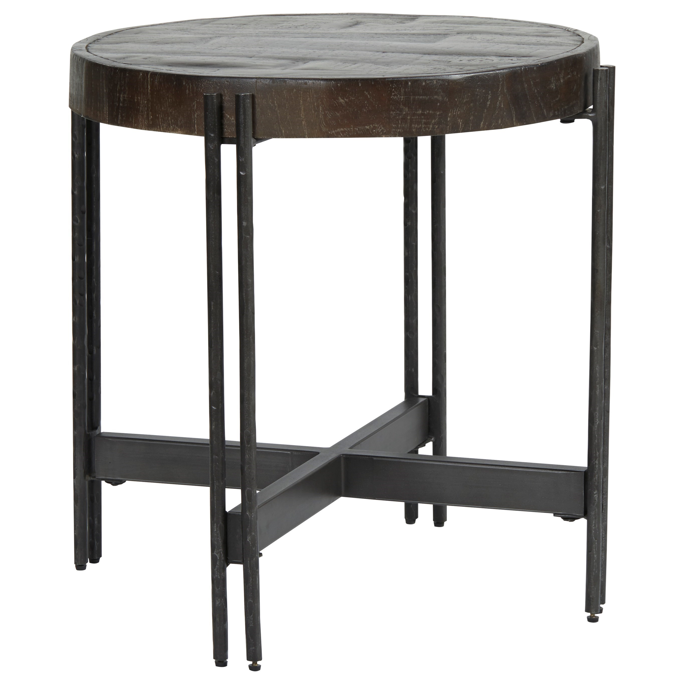 Jillenhurst Contemporary Round Metal And Wood End Table Belfort Furniture End Tables