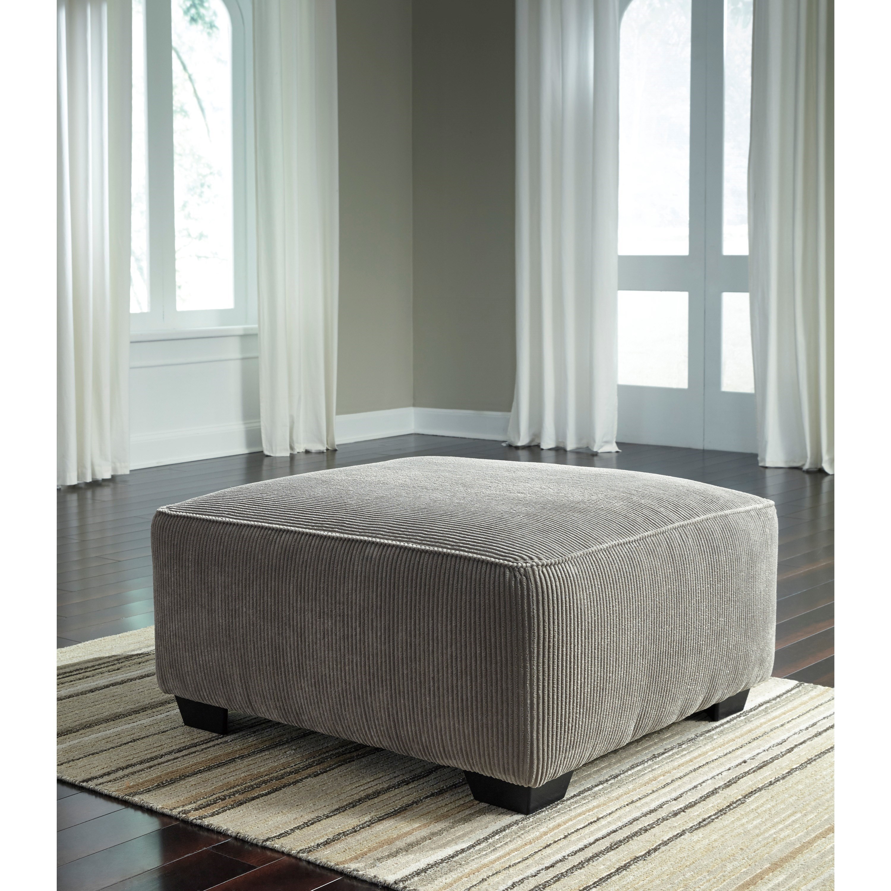 Signature Jinllingsly Contemporary Oversized Accent Ottoman In Corduroy Fabric Walker S Furniture Ottomans