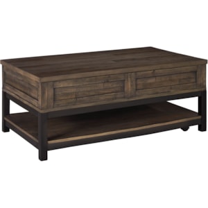 Signature Design By Ashley Johurst Rustic Rectangular Lift Top Cocktail Table With Casters Standard Furniture Cocktail Coffee Tables