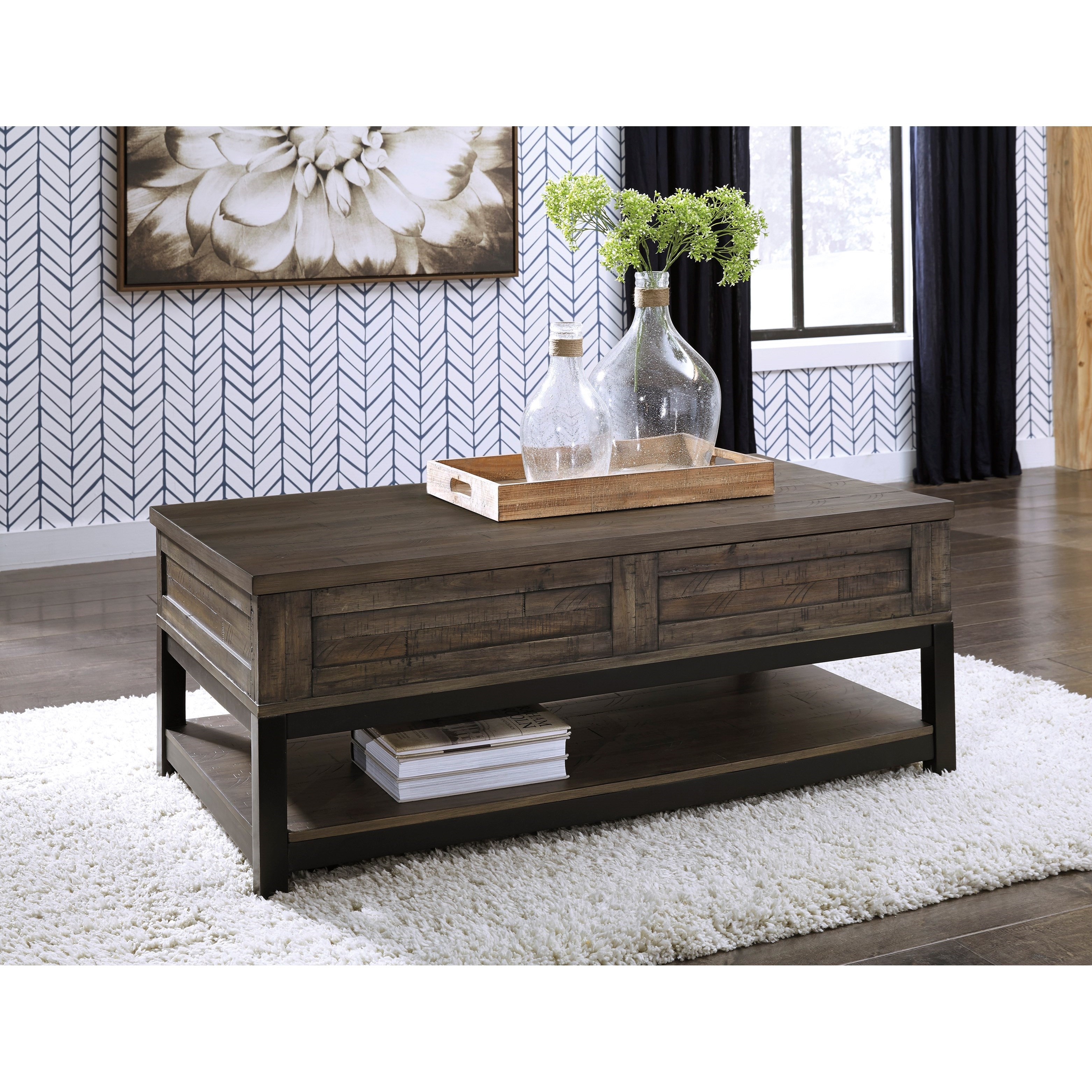 Signature Design by Ashley Johurst Rustic Rectangular Lift Top Cocktail
