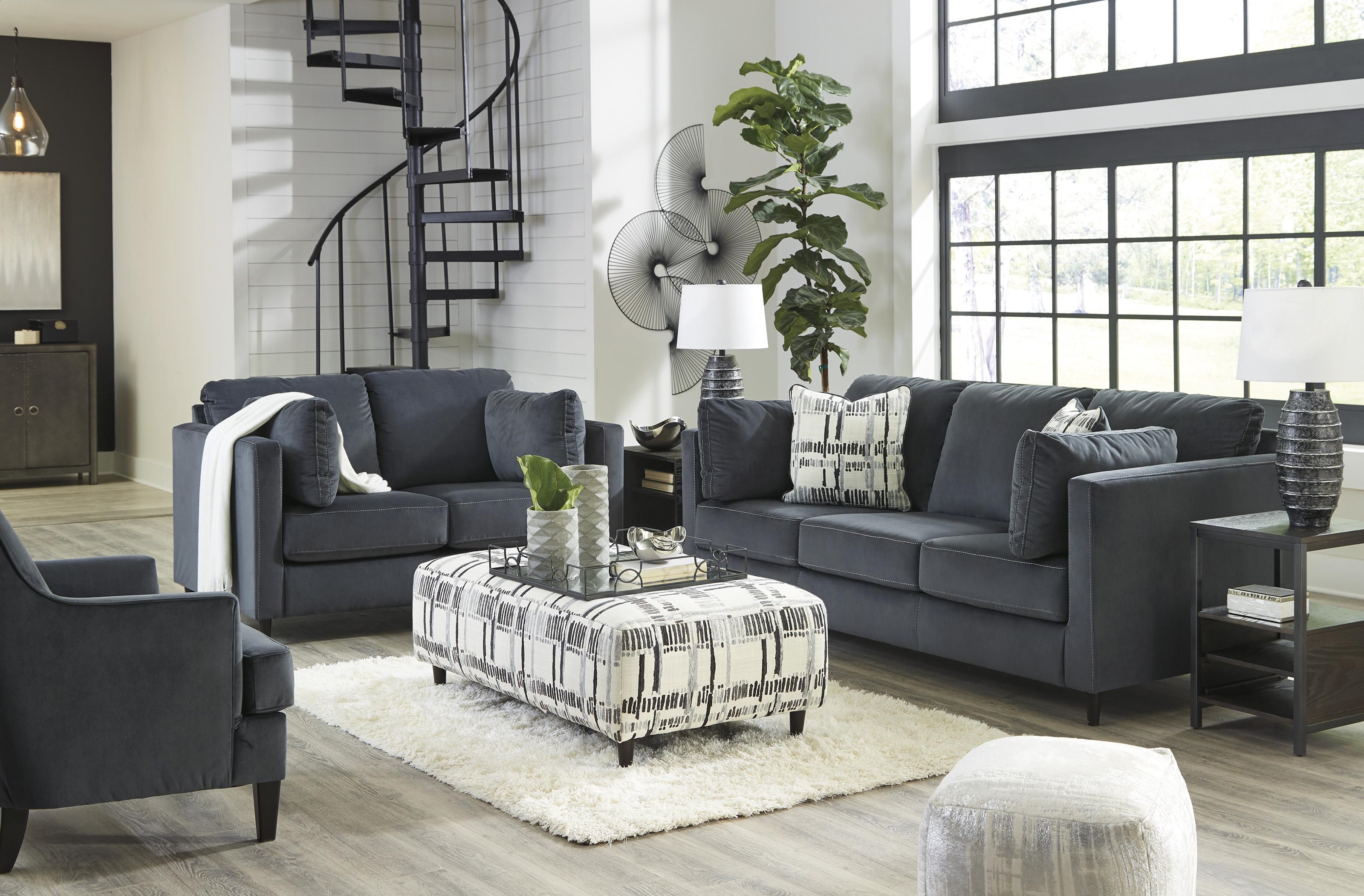 Signature Design By Ashley Kennewick 1980338 35 08 Shadow Sofa Loveseat And Accent Chair Set Sam Levitz Furniture Stationary Living Room Groups