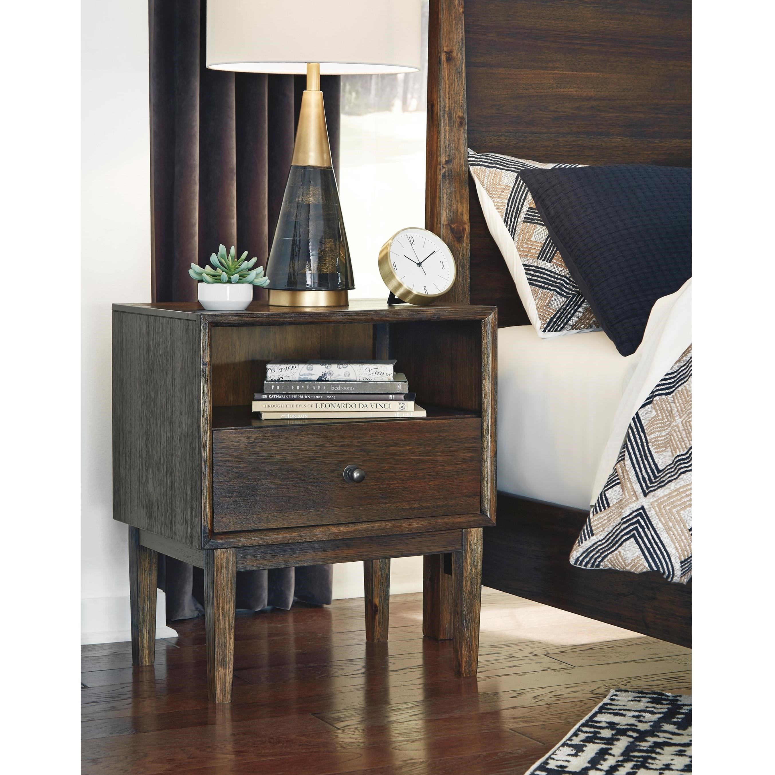 Signature Design By Ashley Kisper Mid Century Modern One Drawer Nightstand Royal Furniture Nightstands
