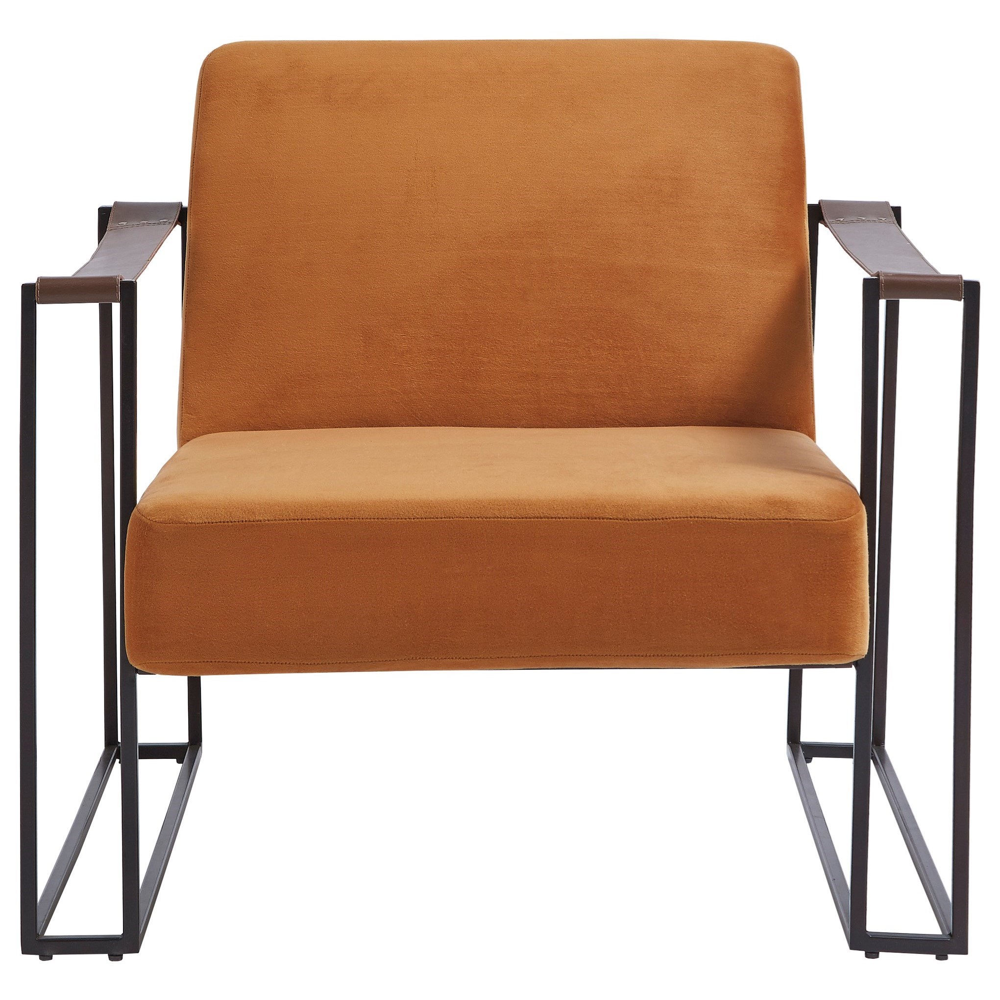 Signature Design By Ashley Kleemore Contemporary Metal Accent Chair With Amber Velvet Fabric And Leather Strap Armrests Royal Furniture Upholstered Chairs