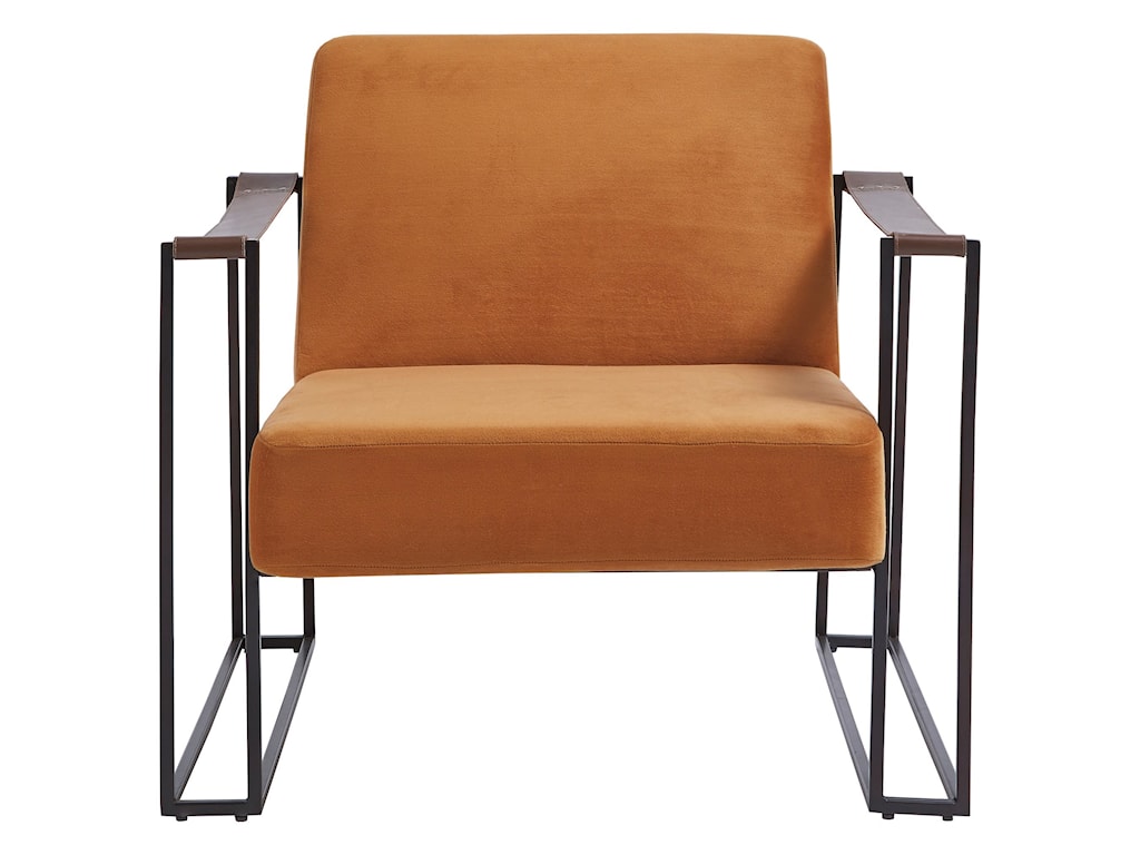 Signature Design By Ashley Kleemore Contemporary Metal Accent Chair With Amber Velvet Fabric And Leather Strap Armrests Royal Furniture Upholstered Chairs