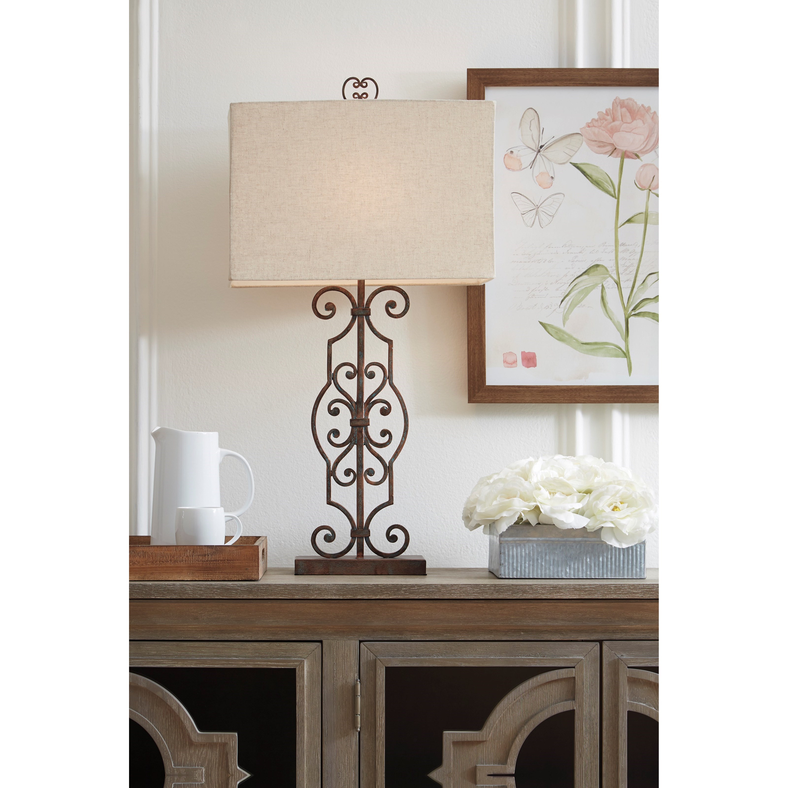 Vendor 3 Lamps Traditional Classics L208164 Calidora Antique Copper Finish Metal Table Lamp Becker Furniture Table Lamps