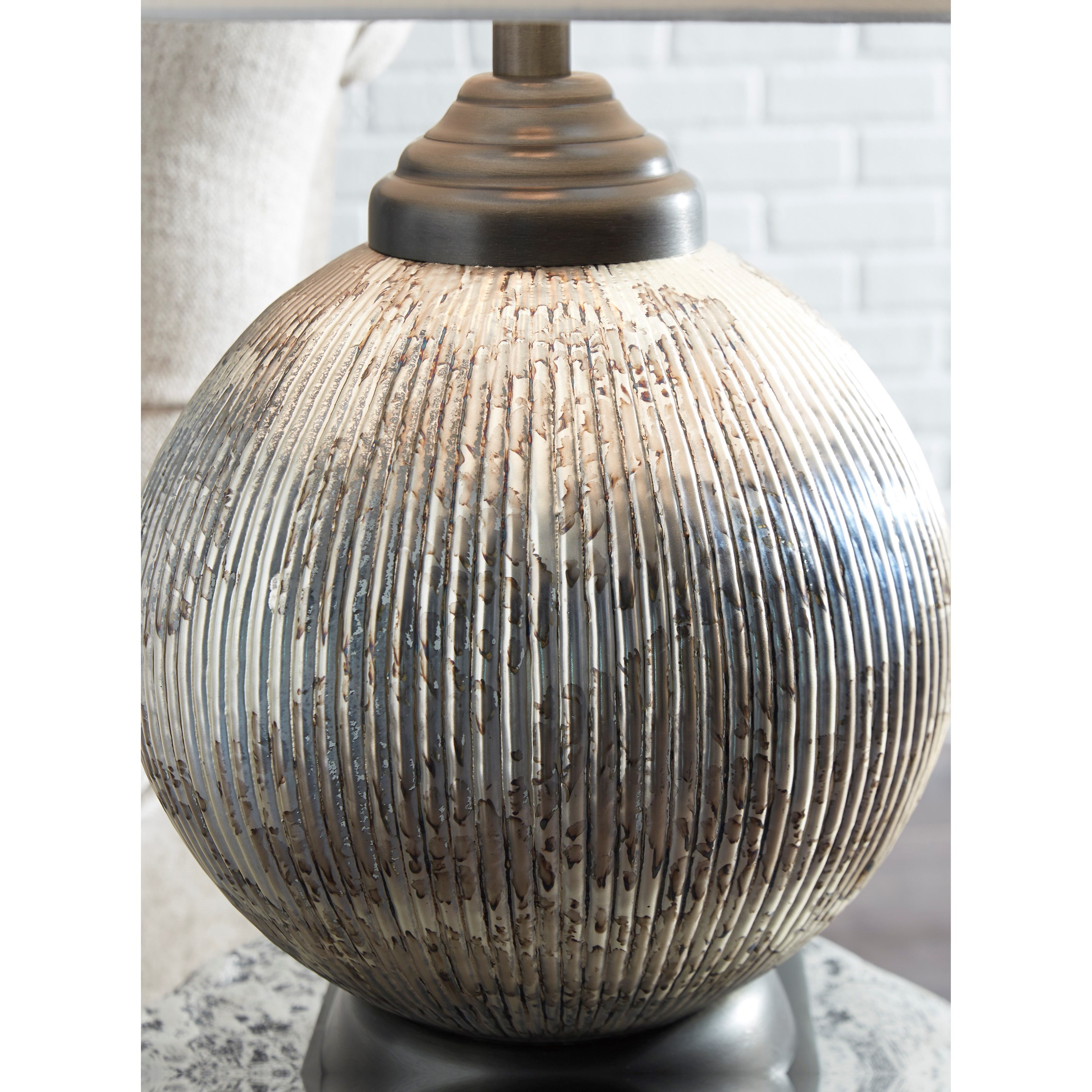 Signature Design By Ashley Lamps Traditional Classics Cailan Silver Bronze Finish Glass Table Lamp Royal Furniture Table Lamps