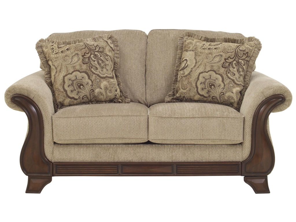 Signature Design By Ashley Lanett Loveseat With Faux Wood Accents Signature Design By Ashley Lanett Loveseat With Faux Wood Accents