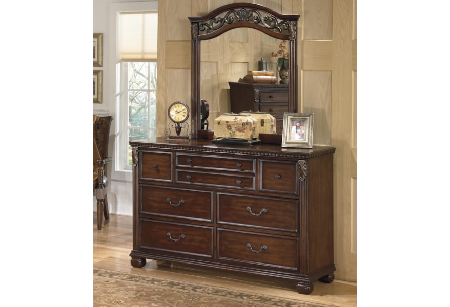 Signature Design By Ashley Leahlyn Traditional Dresser And Mirror
