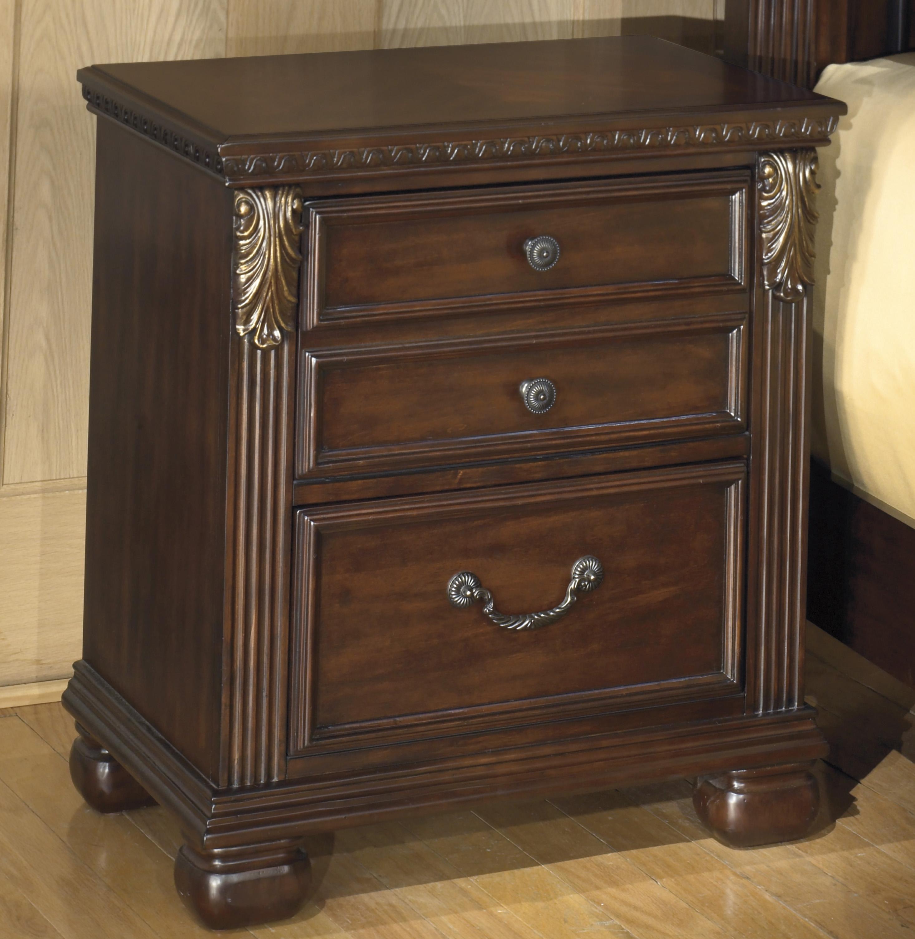 Signature Design By Ashley Leahlyn B526 92 2 Drawer Night Stand With Fluted Pilasters Northeast Factory Direct Nightstands