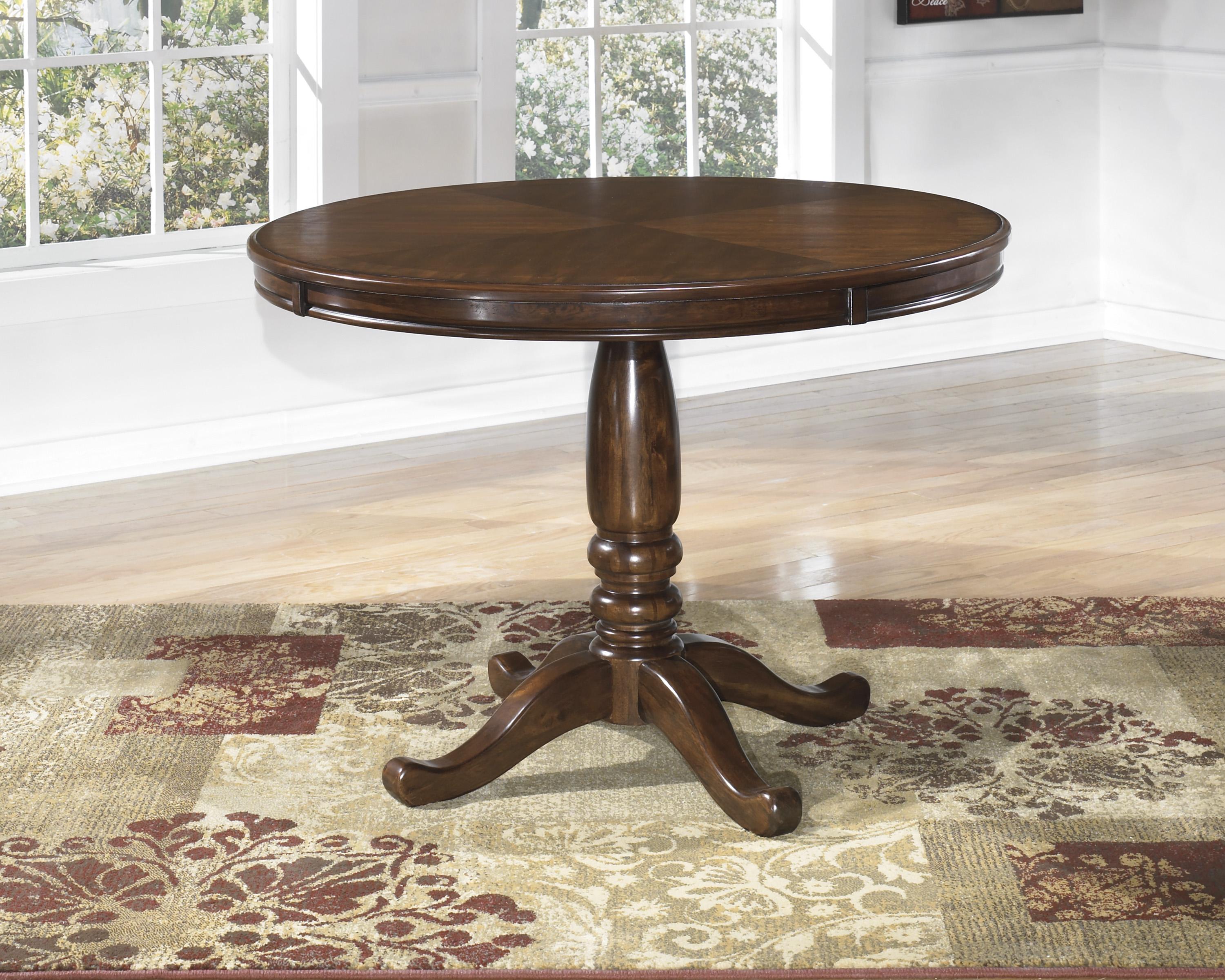 Signature Design By Ashley Leahlyn 5 Piece Cherry Finish Round Dining Table Set Lapeer Furniture Mattress Center Dining 5 Piece Sets