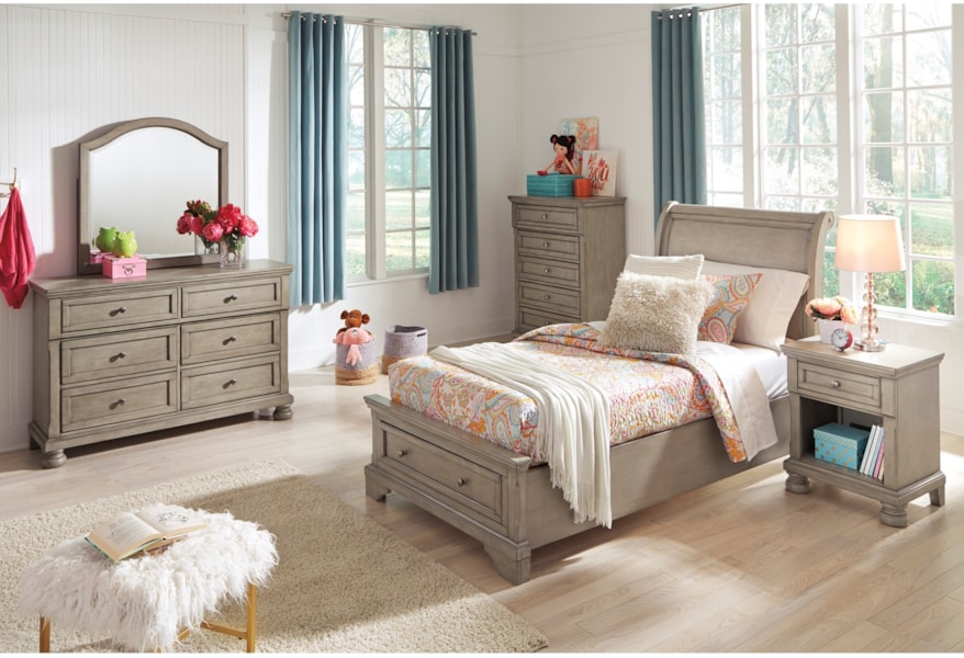 Ashley Signature Design Lettner B733 53 52s 183 Twin Sleigh Storage Bed Dunk Bright Furniture Sleigh Beds Twin Sleigh Bed With Drawers