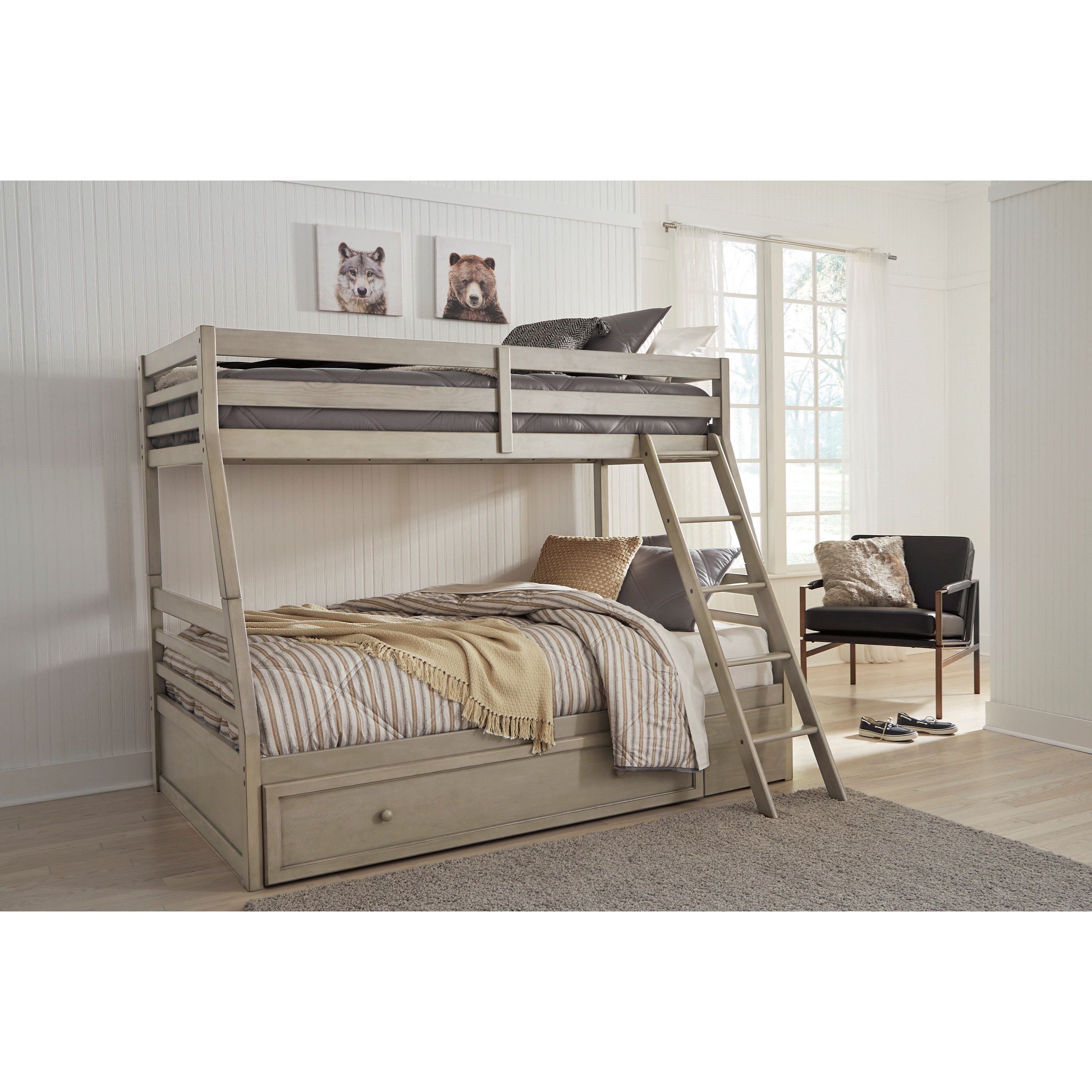 Signature Design By Ashley Lettner Twin Full Bunk Bed W Under Bed