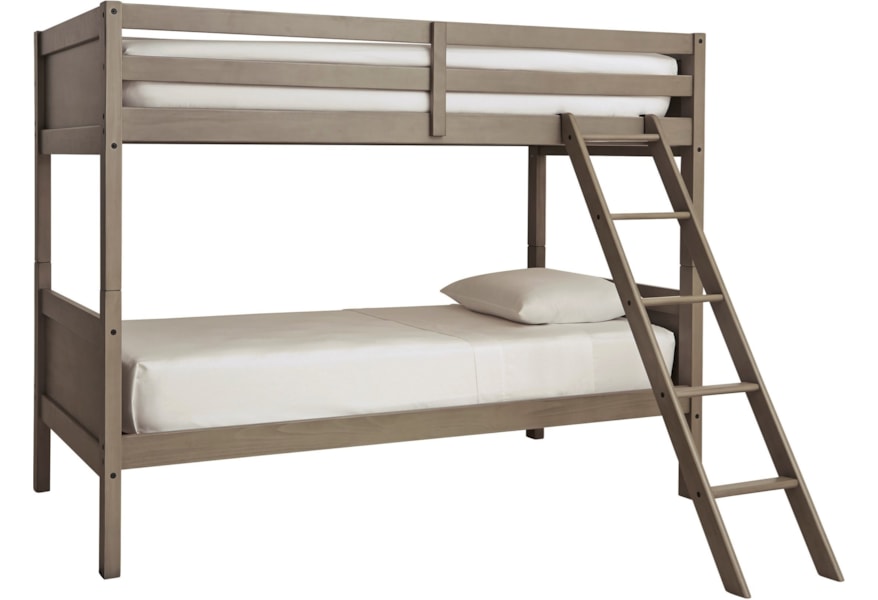 Ashley Signature Design Lettner B733 59 Twin Twin Bunk Bed W Ladder Dunk Bright Furniture Bunk Beds Ashley Bunk Beds With Stairs