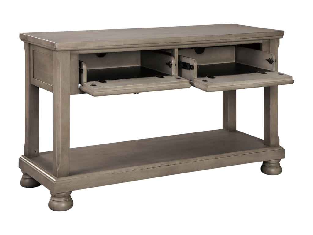 Lettner Casual Gray Console Sofa Table With Wire Management By Signature Design Ashley At Value City Furniture