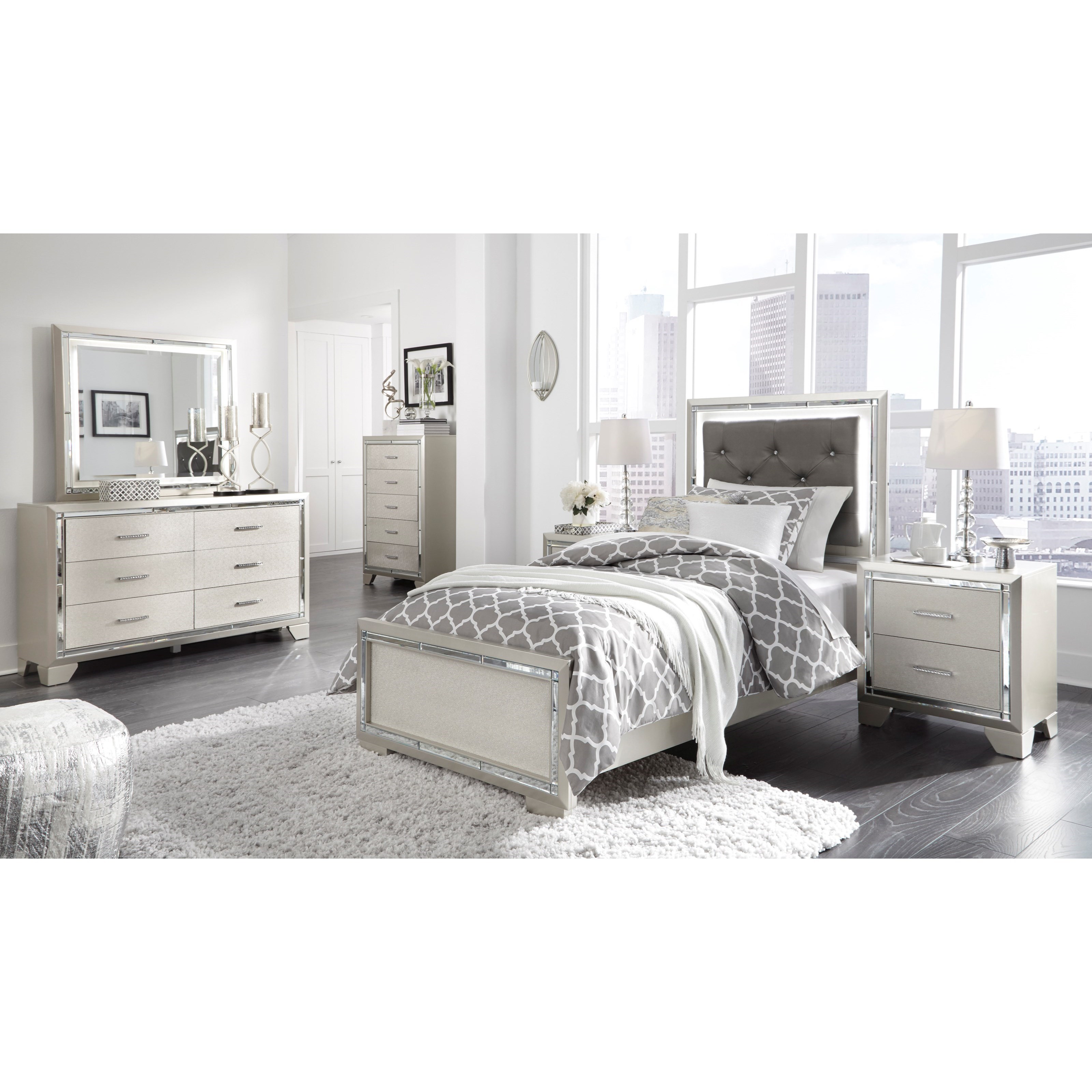 Bed and mirror dresser set clearance