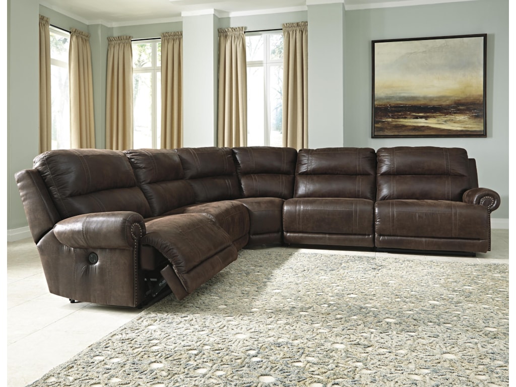 Signature Design By Ashley Luttrell 5 Piece Faux Leather Reclining 5 Piece Faux Leather Reclining