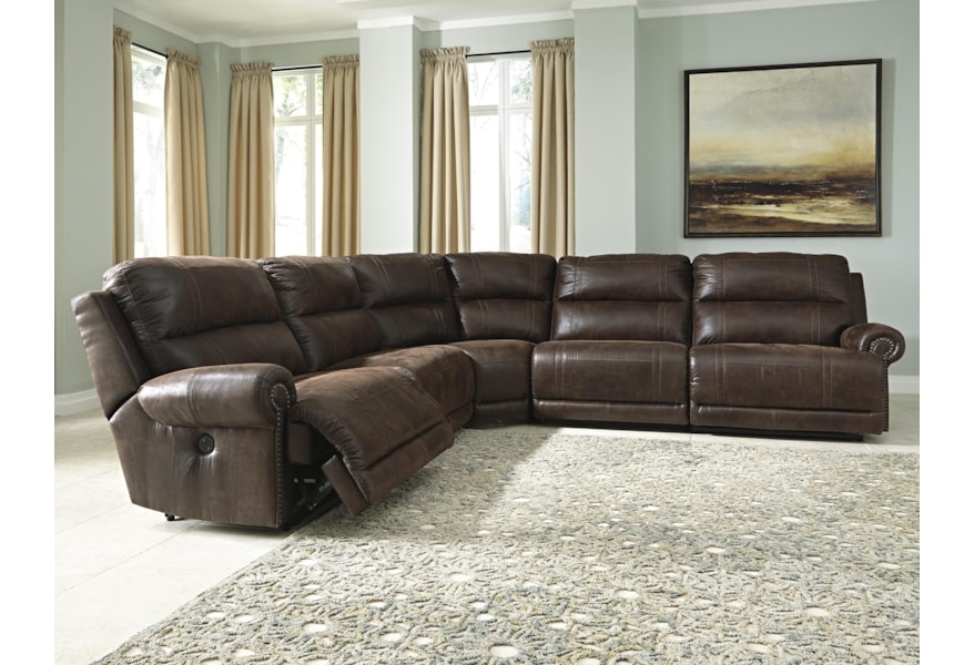 Signature Design By Ashley Luttrell 5 Piece Faux Leather Reclining 5 Piece Faux Leather Reclining