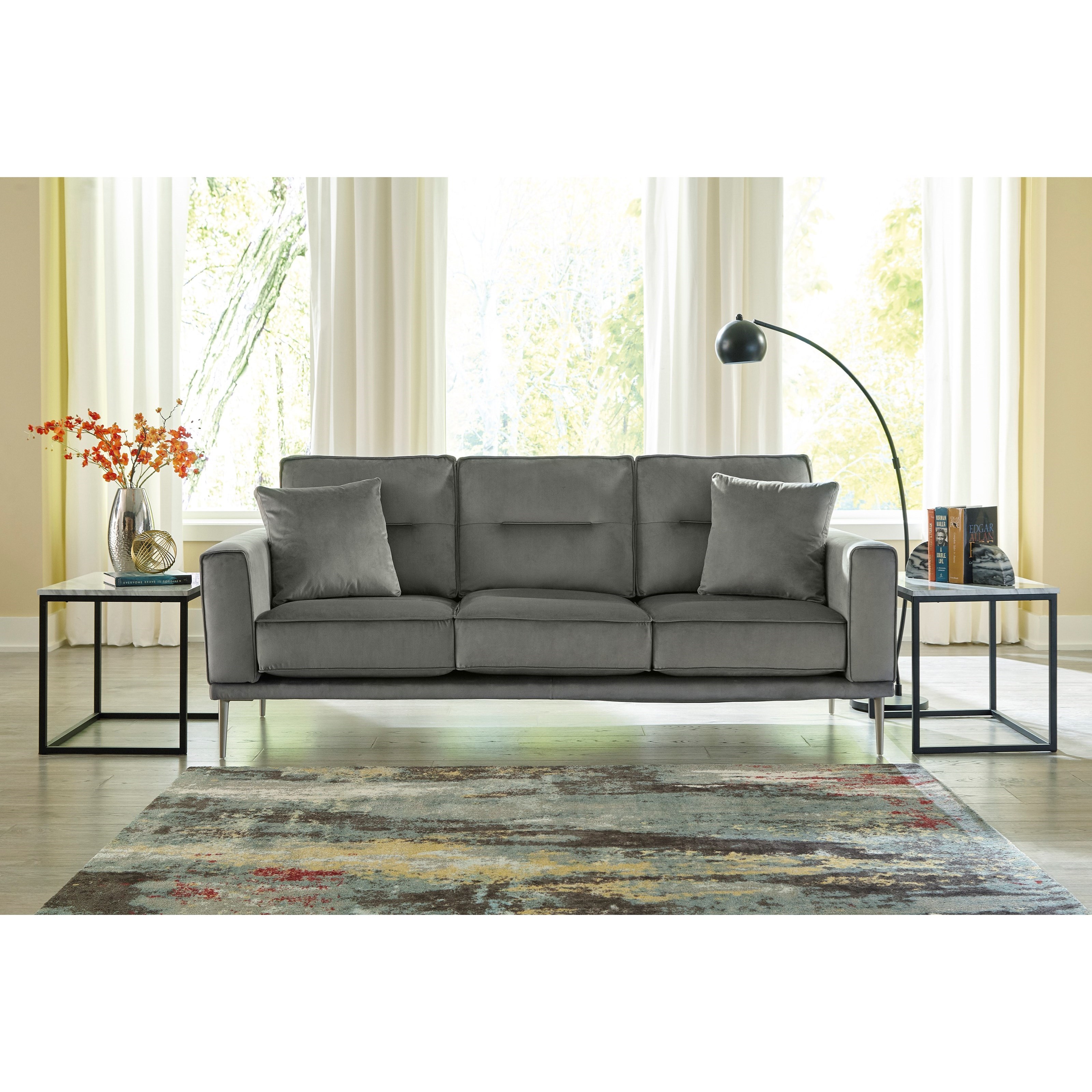Signature Design By Ashley Macleary Modern Sofa With Metal Legs