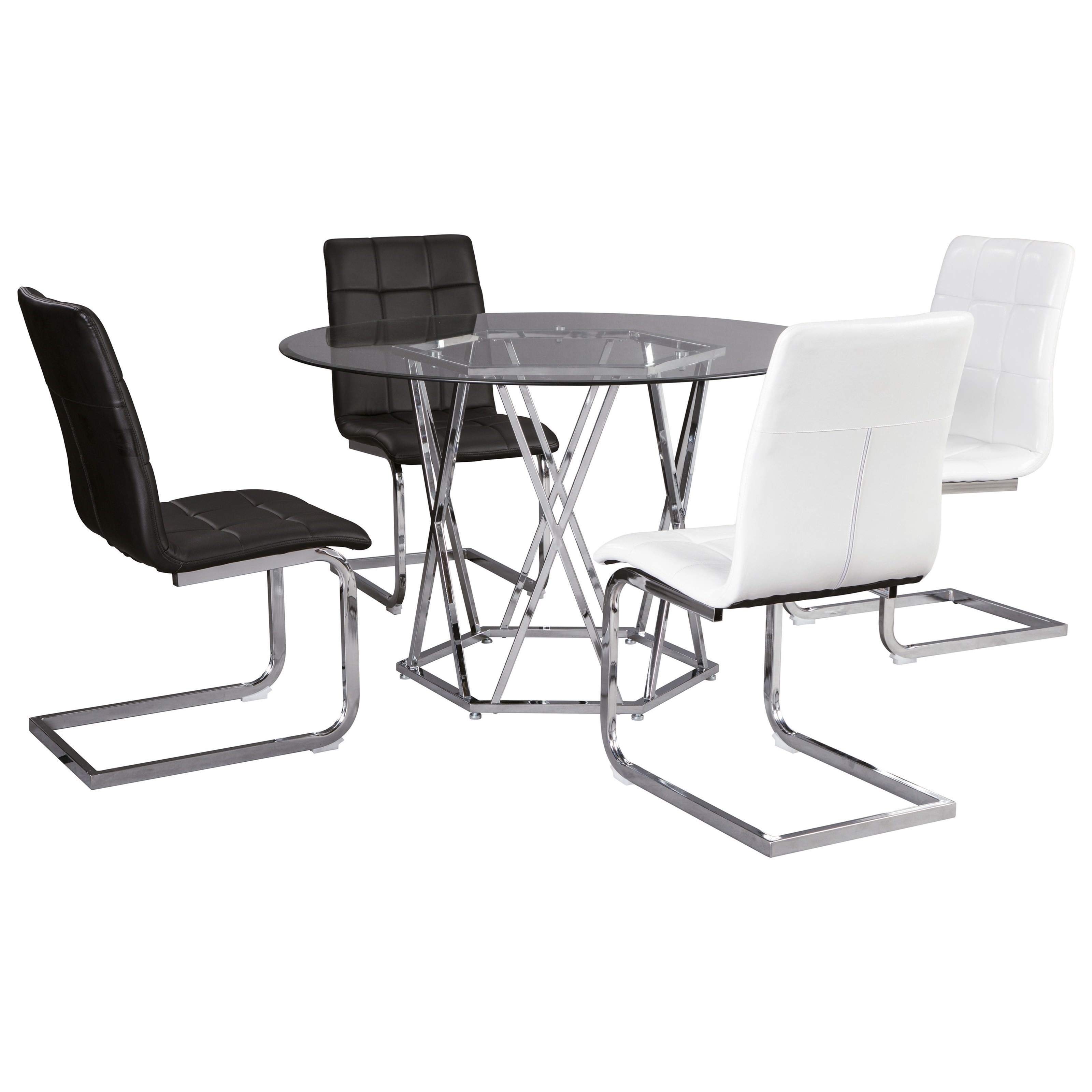 Ashley Signature Design Madanere Contemporary 5 Piece Dining Set With Glass Top Dunk Bright Furniture Dining 5 Piece Sets