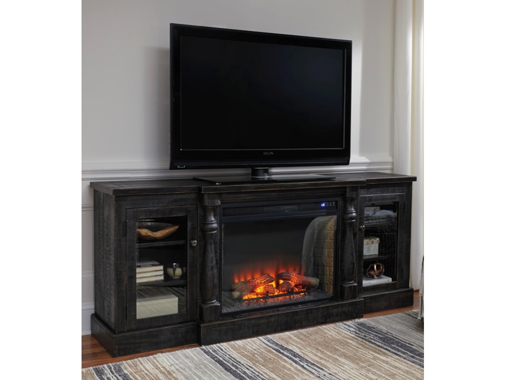 Signature Design By Ashley Mallacar Rustic Black Finish Xl Tv Stand