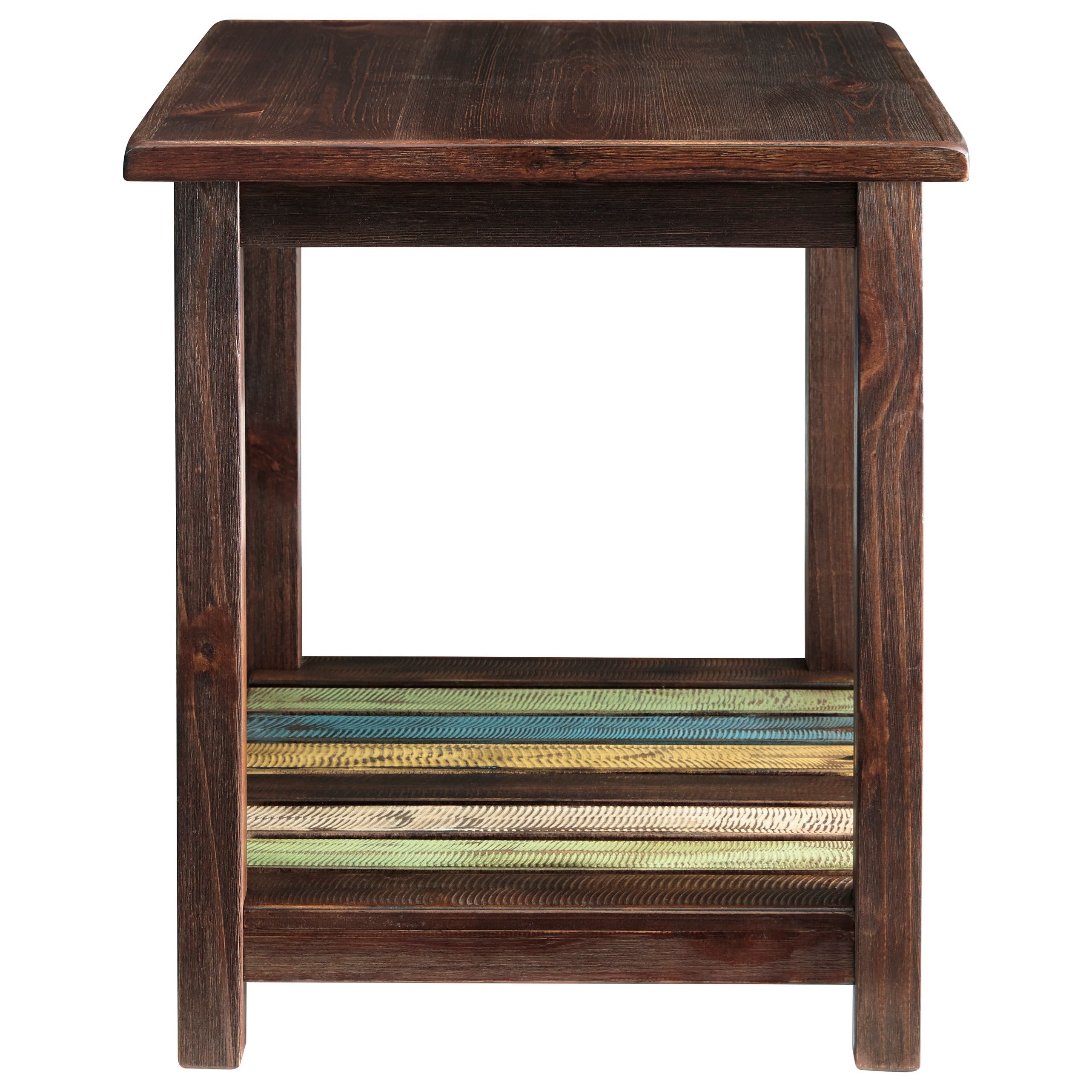 Signature Design By Ashley Mestler Rectangular End Table With Colorful Plank Shelf Wayside Furniture End Tables