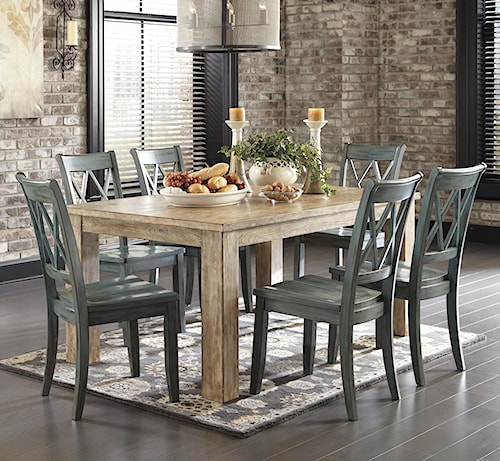 Signature Design by Ashley Mestler 7-Piece Table Set with Antique ... Signature Design by Ashley Mestler 7-Piece Table Set with Antique ...