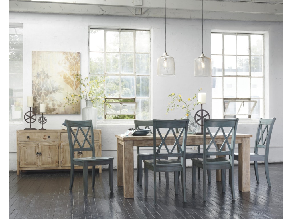 Ashley Signature Design Mestler 7-Piece Table Set With Antique Blue ... Ashley Signature Design Mestler7-Piece Table Set with Antique Blue Chairs - Ashley Signature Design Mestler 7-Piece Table Set With Antique Blue