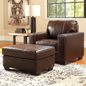 Signature Design By Ashley Morelos Contemporary Leather Match Chair Ottoman Household Furniture Chair Ottoman Sets