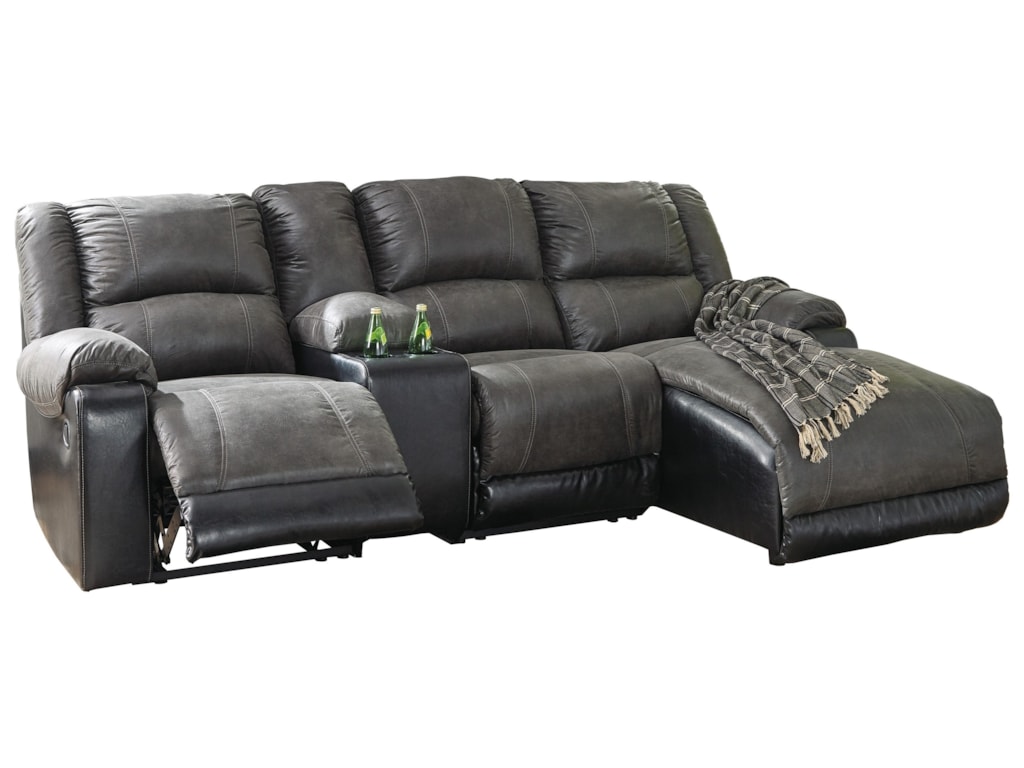Nantahala Reclining Chaise Sofa With Storage Console By Ashley Signature Design At Dunk Bright Furniture