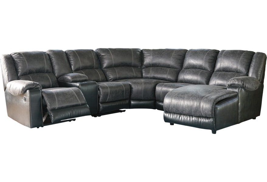 Signature Design By Ashley Nantahala Faux Leather Reclining Sectional With Chaise Console Furniture And Liancemart Sofas Reclining Sectional Sofas