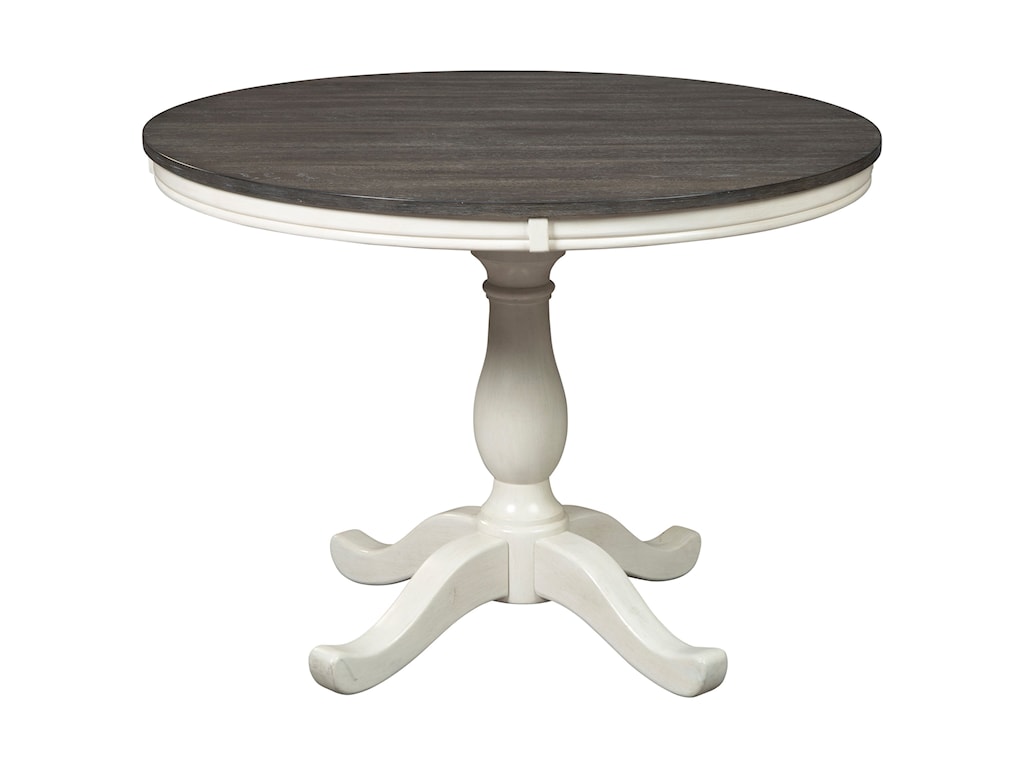 Signature Design By Ashley Nelling Farmhouse Two Tone Round Dining Room Table Royal Furniture Kitchen Tables