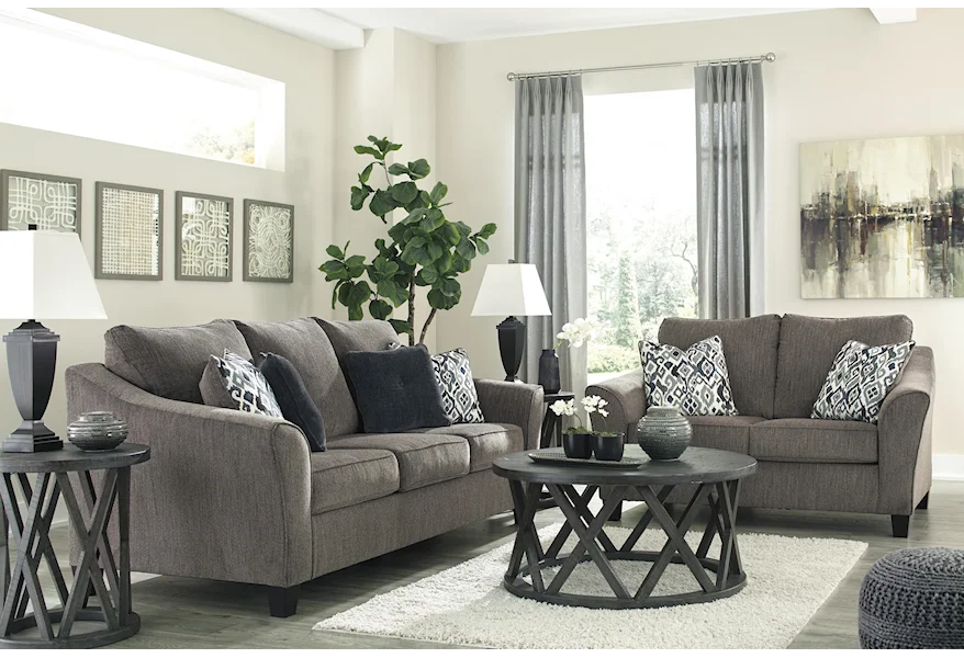 Signature Design by Ashley Nemoli 185345824 Slate Sofa and Loveseat Set |  Sam Levitz Furniture | Stationary Living Room Groups
