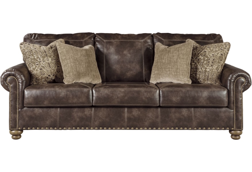 Signature Design By Ashley Nicorvo Traditional Sofa With Nailhead Trim A1 Furniture Mattress Sofas