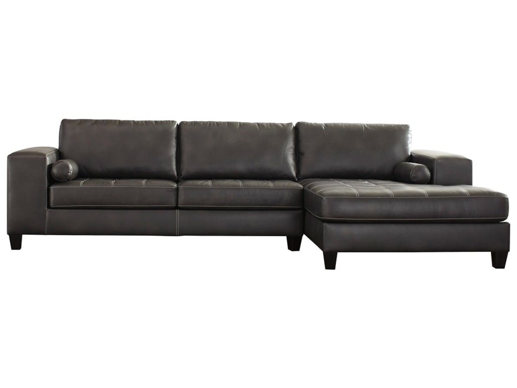 Nokomis Contemporary Faux Leather Sectional With Right Chaise By Ashley Signature Design At Dunk Bright Furniture