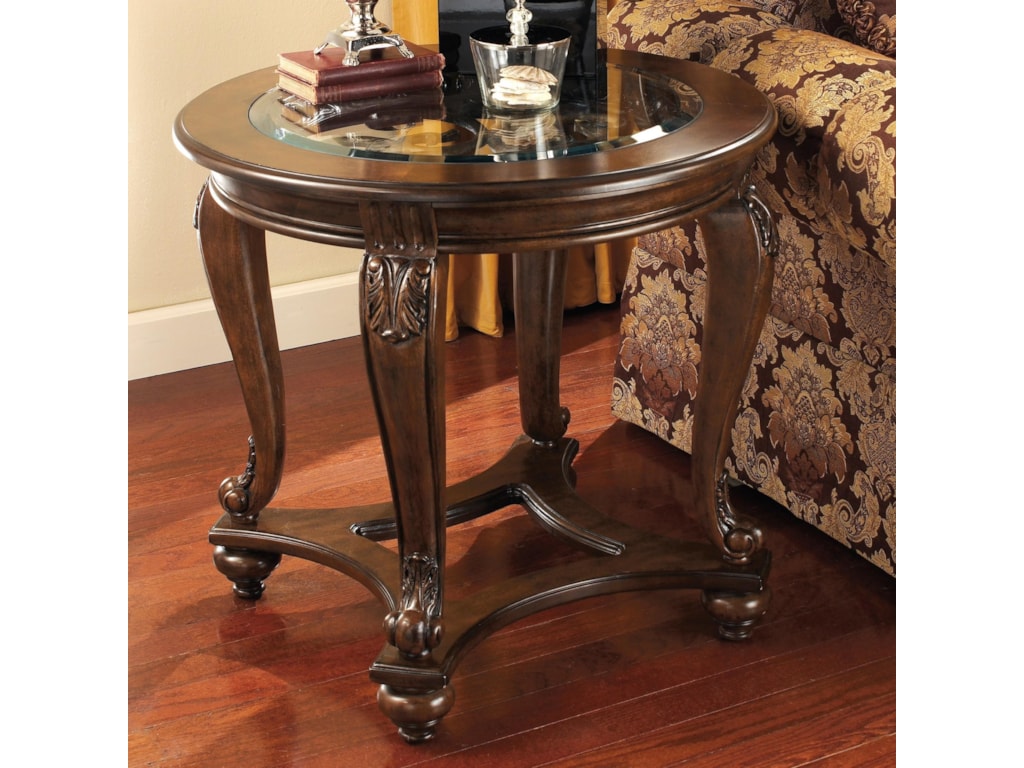 Signature Design By Ashley Norcastle Round End Table With Glass Signature Design By Ashley Norcastle Round End Table With Glass