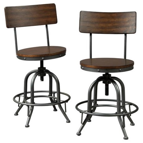 Bar Stools Raleigh, Signature Design By Ashley Raleigh Industrial Counter Height Adjustable Height Swivel Barstool Crowley Furniture Mattress Bar Stools