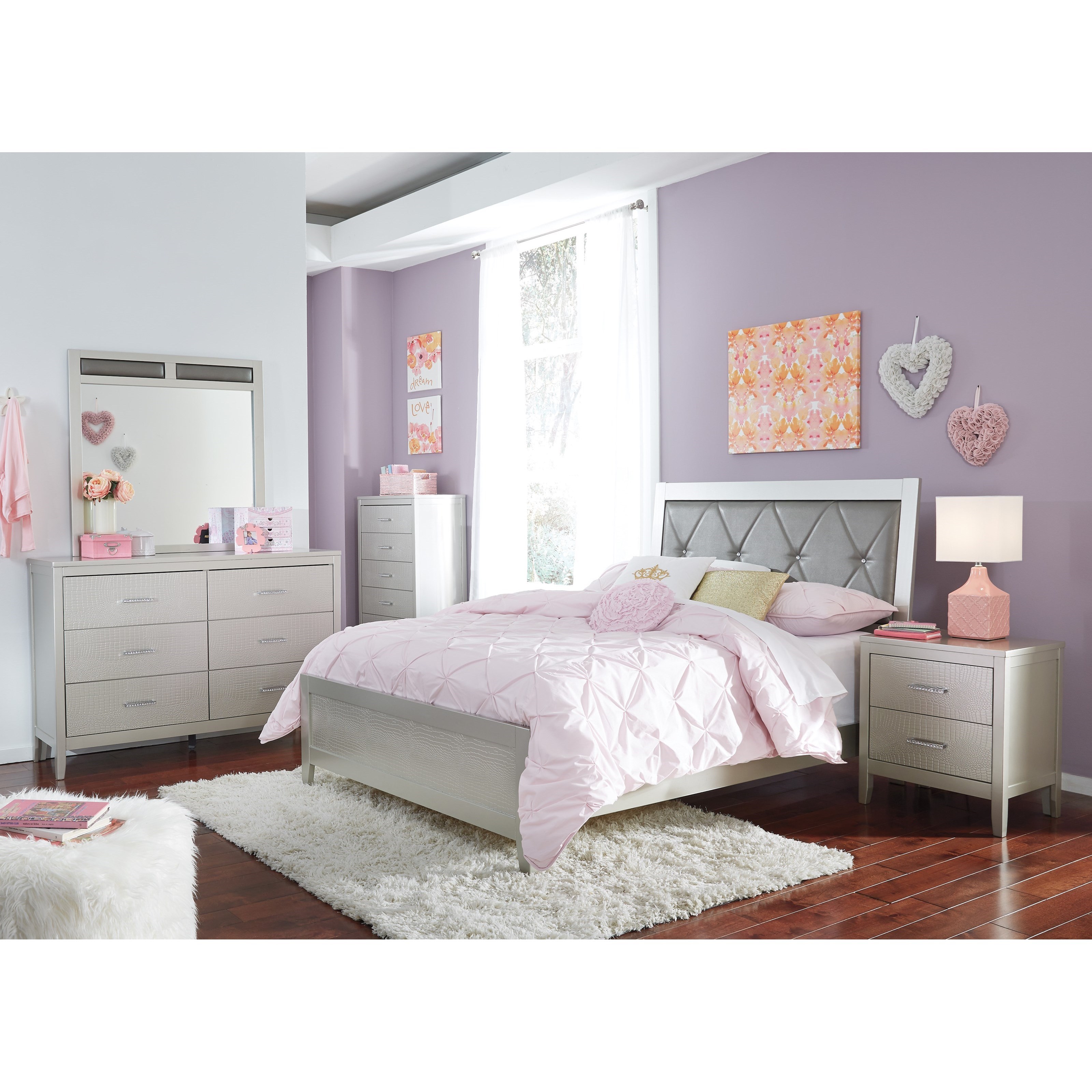 Signature Design By Ashley Olivet Glam Full Panel Bed With Faux