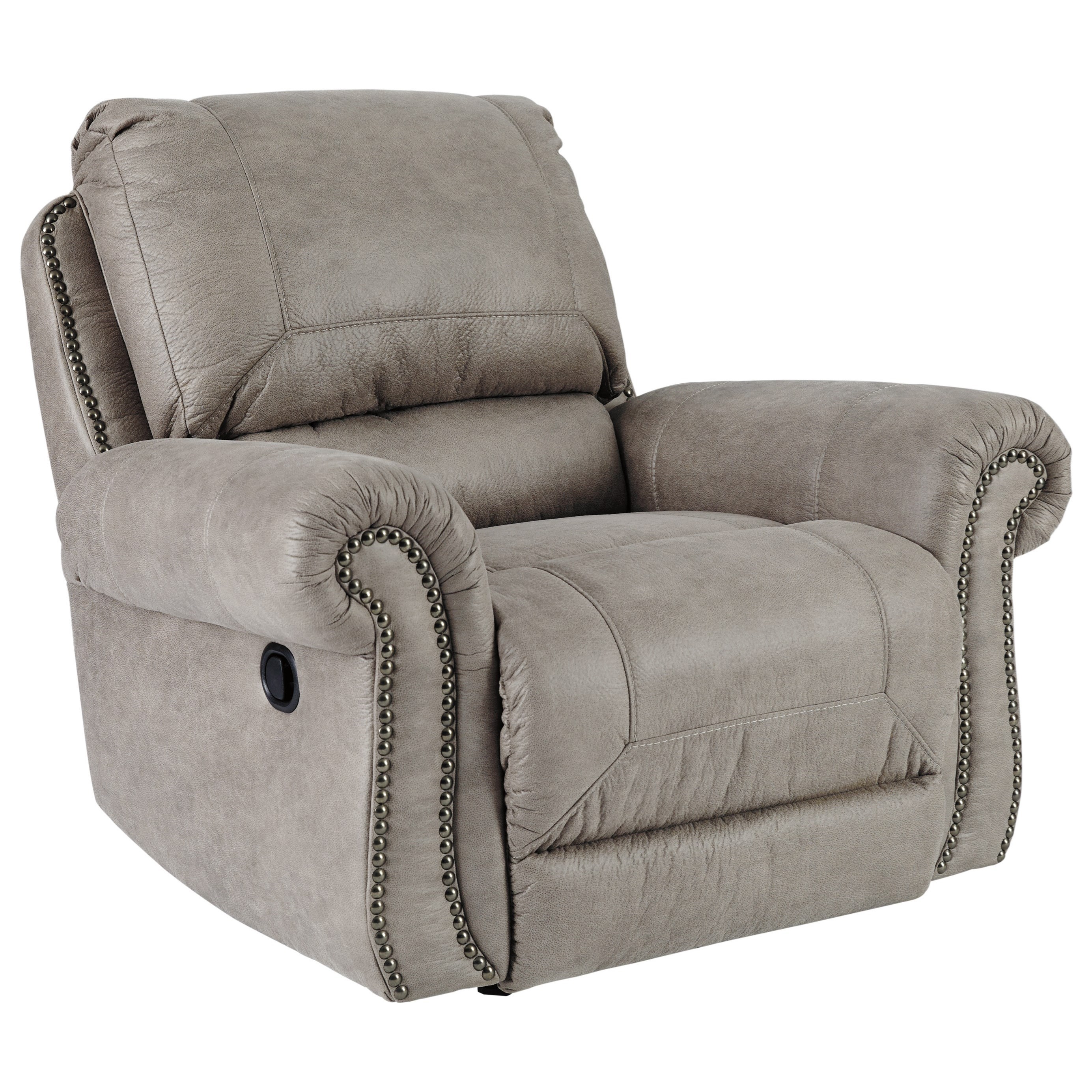 Signature Design by Ashley Olsberg Rocker Recliner with Nailhead Trim A1 Furniture & Mattress