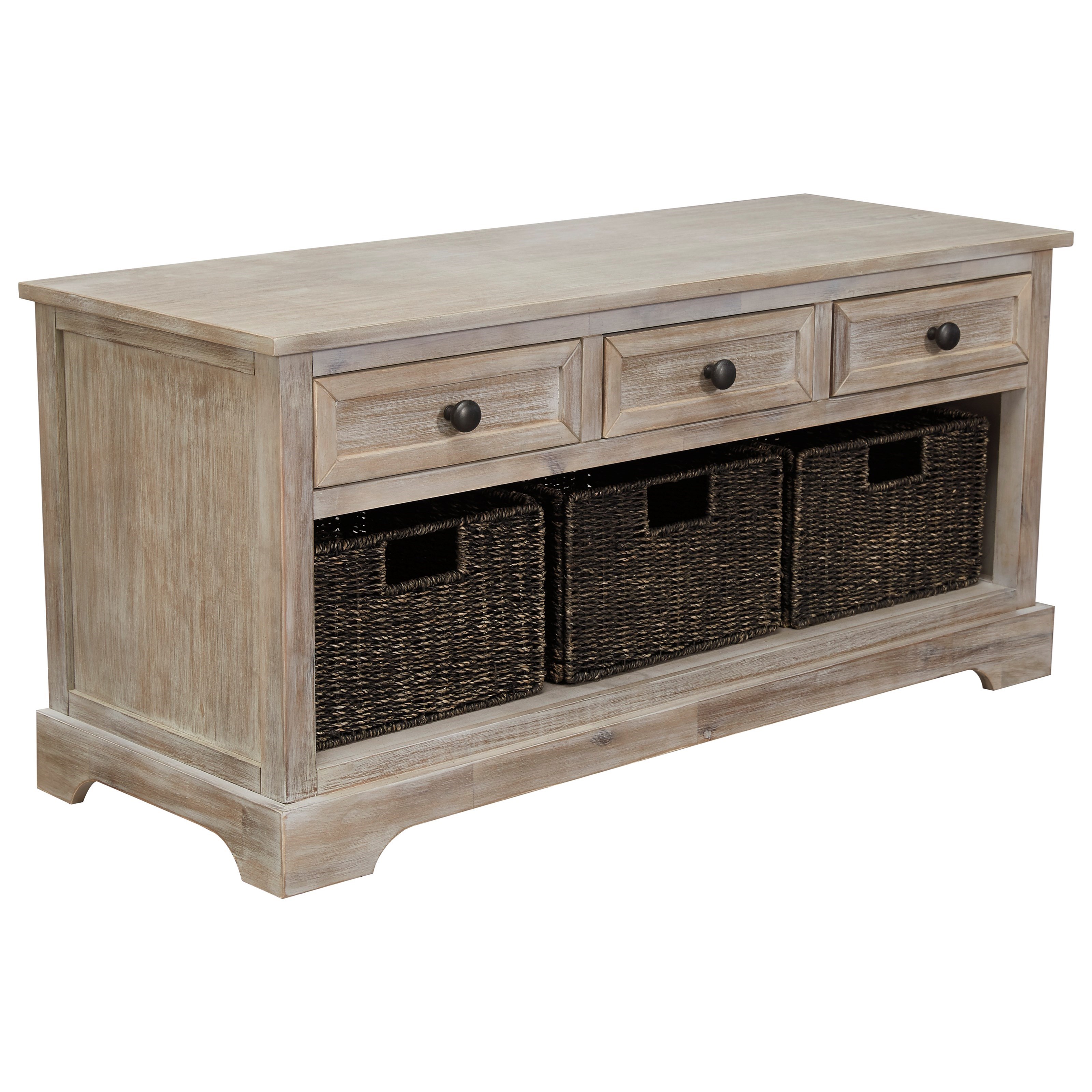 Signature Design By Ashley Oslember Storage Bench With 3 Woven
