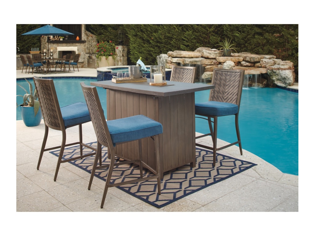 Signature Design By Ashley Partanna 5 Piece Bar Table With Fire Pit Signature Design By Ashley Partanna5 Piece Bar Table With Fire Pit Set