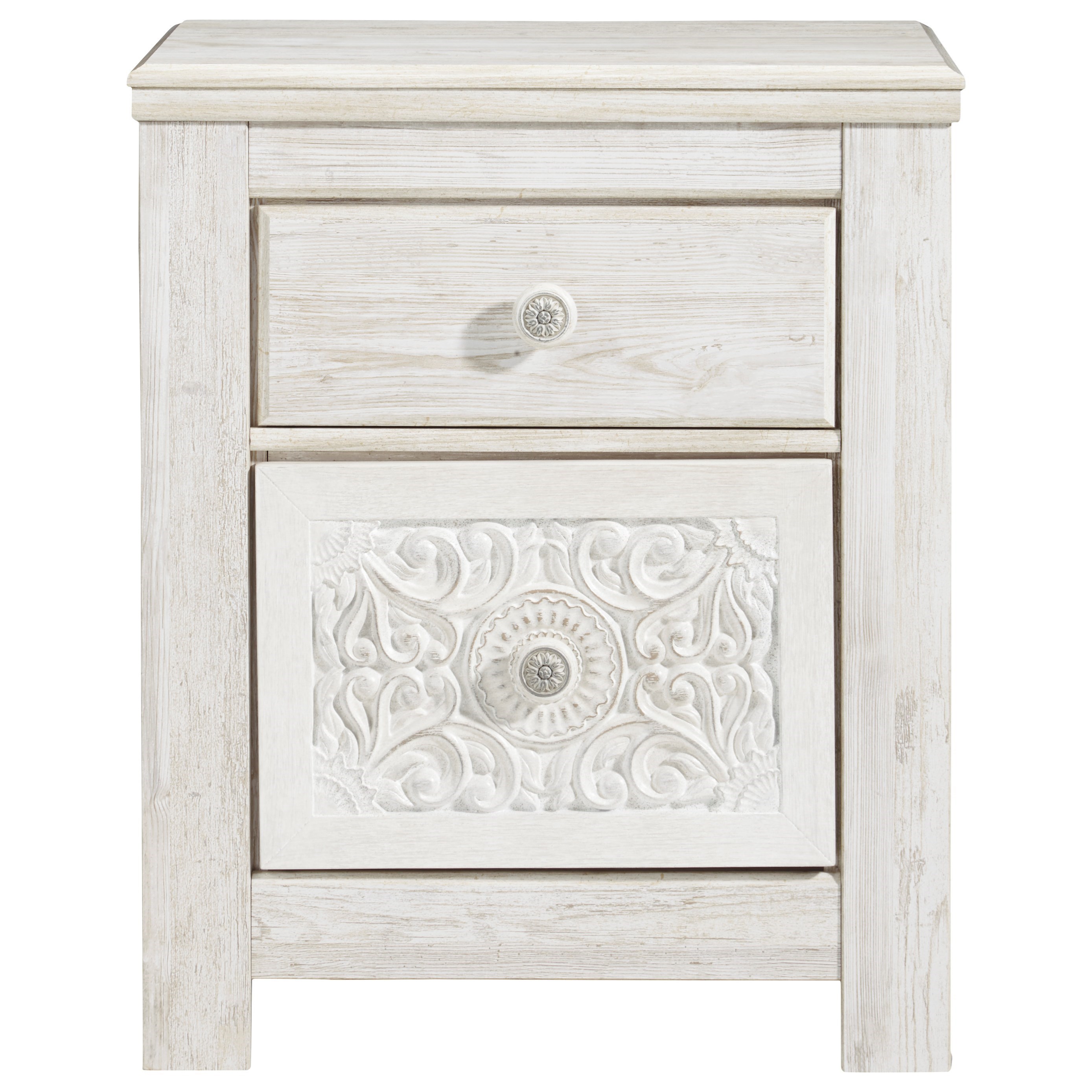 Signature Design By Ashley Paxberry 2 Drawer Nightstand With Usb Port Royal Furniture Nightstands