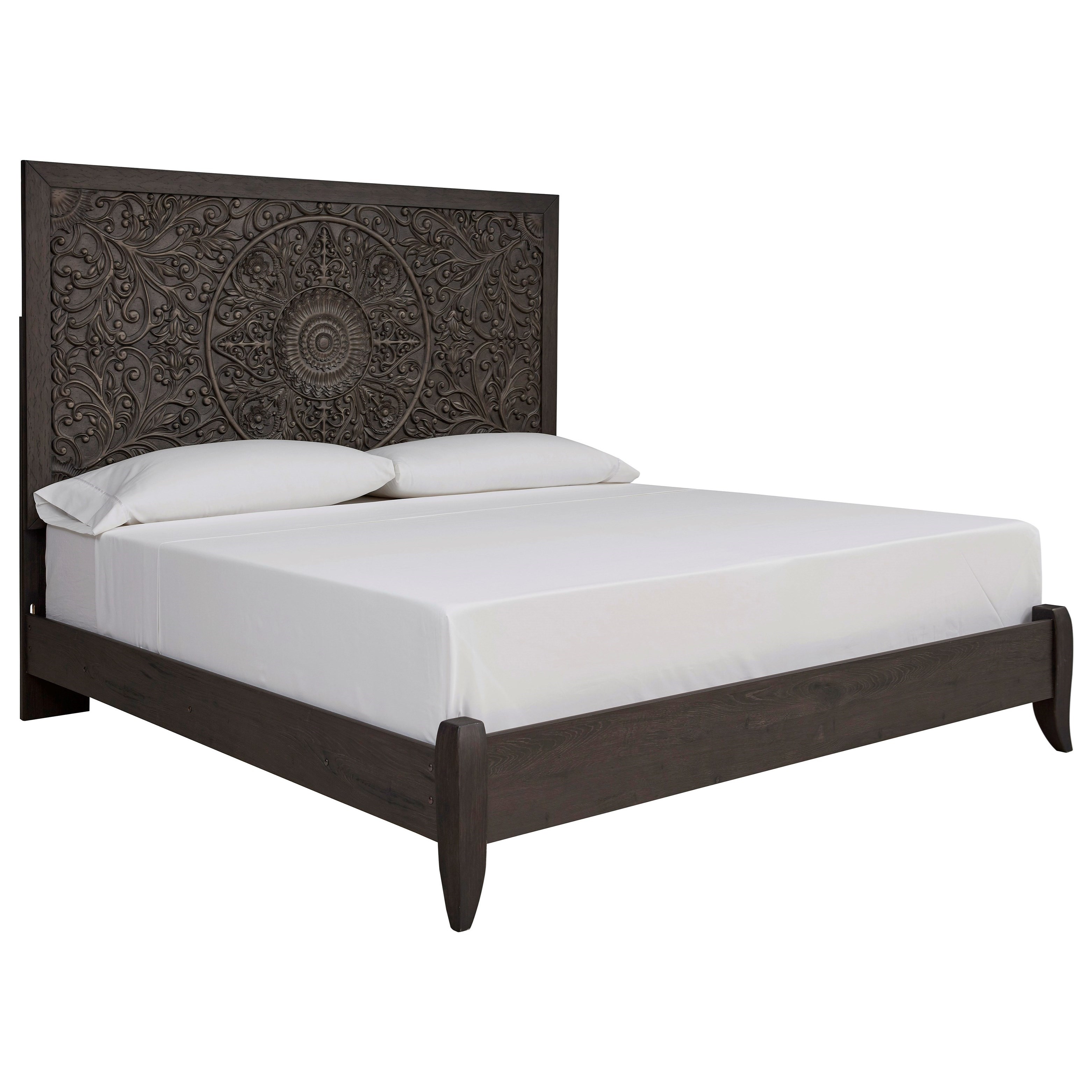 Signature Design By Ashley Paxberry King Panel Bed With Carved Detail Headboard Royal Furniture Platform Beds Low Profile Beds