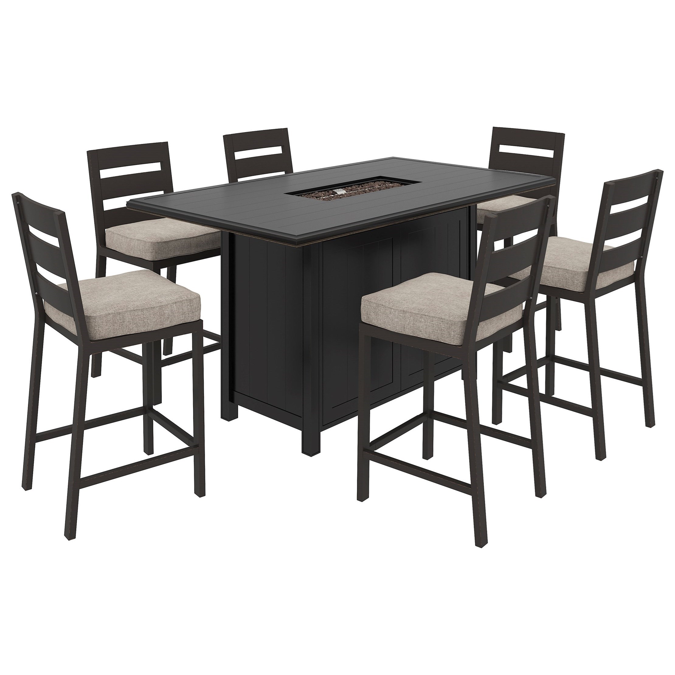 Vendor 3 Perrymount 7 Piece Pub Dining Set With Fire Pit Table