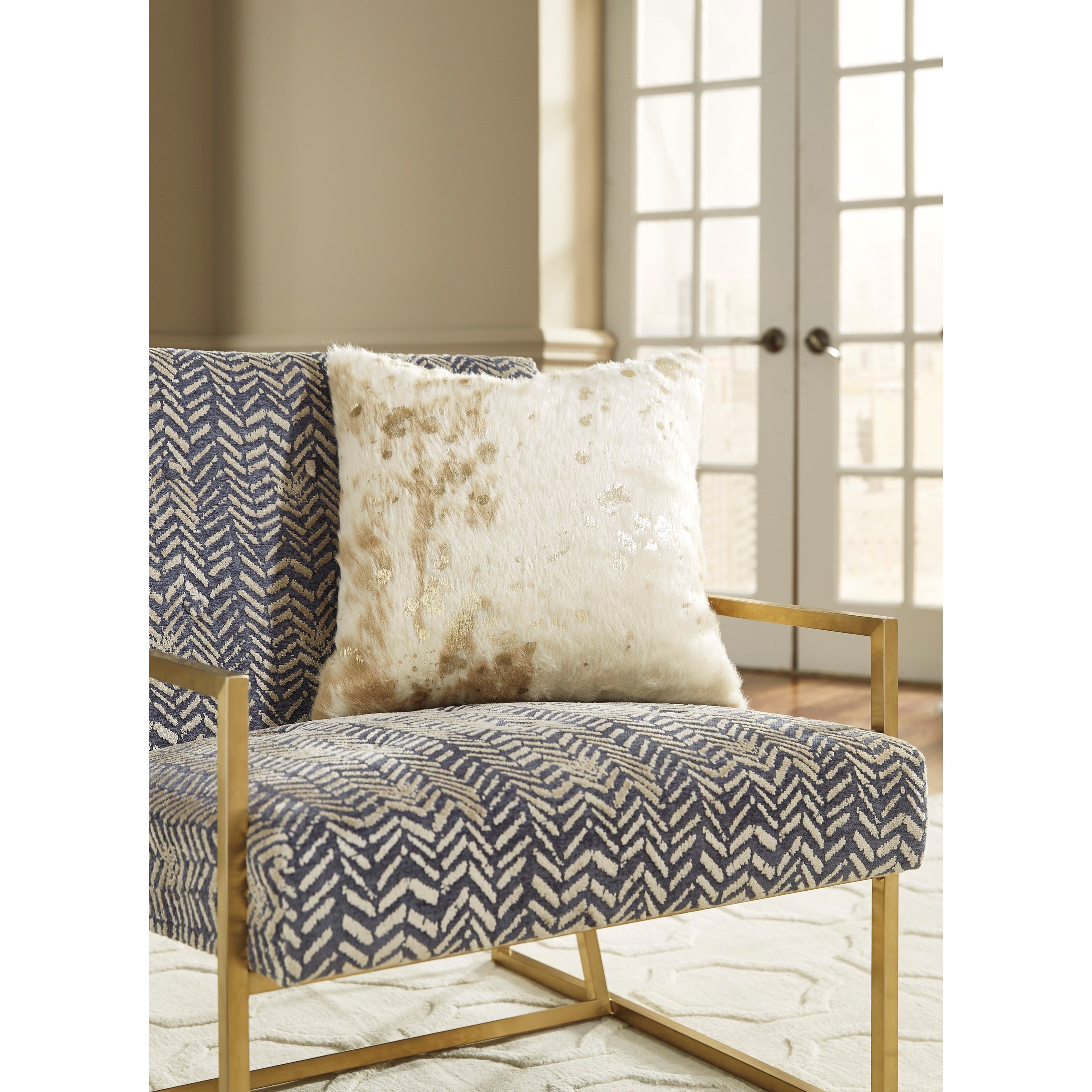 gold faux fur pillow