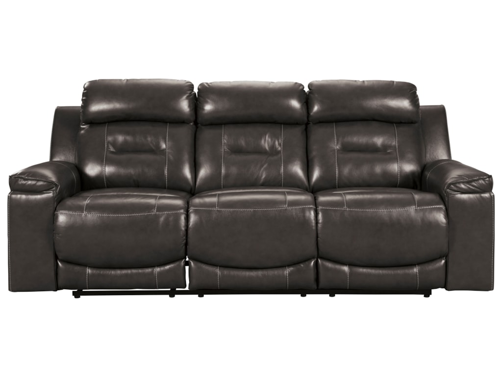 Othello Contemporary Leather Match Reclining Sofa W Adjule Headrests By Signature Design Ashley At Rotmans