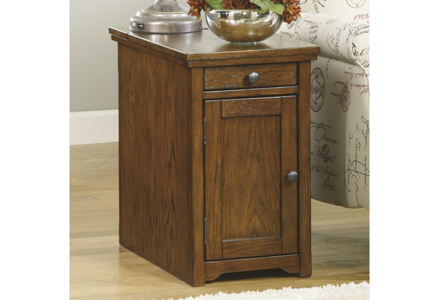 Signature Design By Ashley Laflorn T127 699 Chairside End Table With Power Outlets Pull Out Shelf Furniture And Appliancemart End Tables