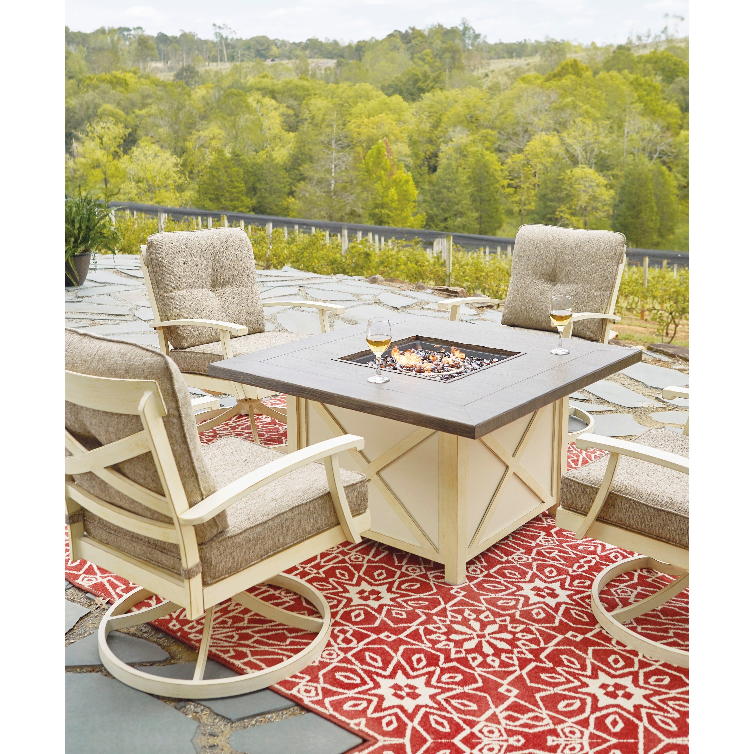 Signature Design By Ashley Preston Bay Farmhouse Style Square Fire