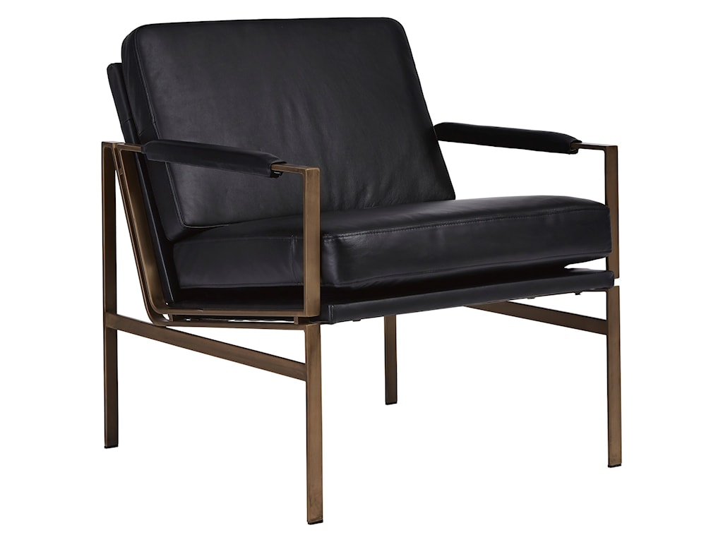 Signature Design By Ashley Puckman Black Leather Accent Chair With Metal Frame Royal Furniture Upholstered Chairs